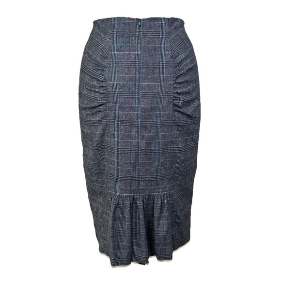 Nanette Lepore Dresses & Skirts - Nanette Lepore Tweed Skirt‎ Sz 4 Gray Plaid Lined Ruched Office Siren Rockabilly